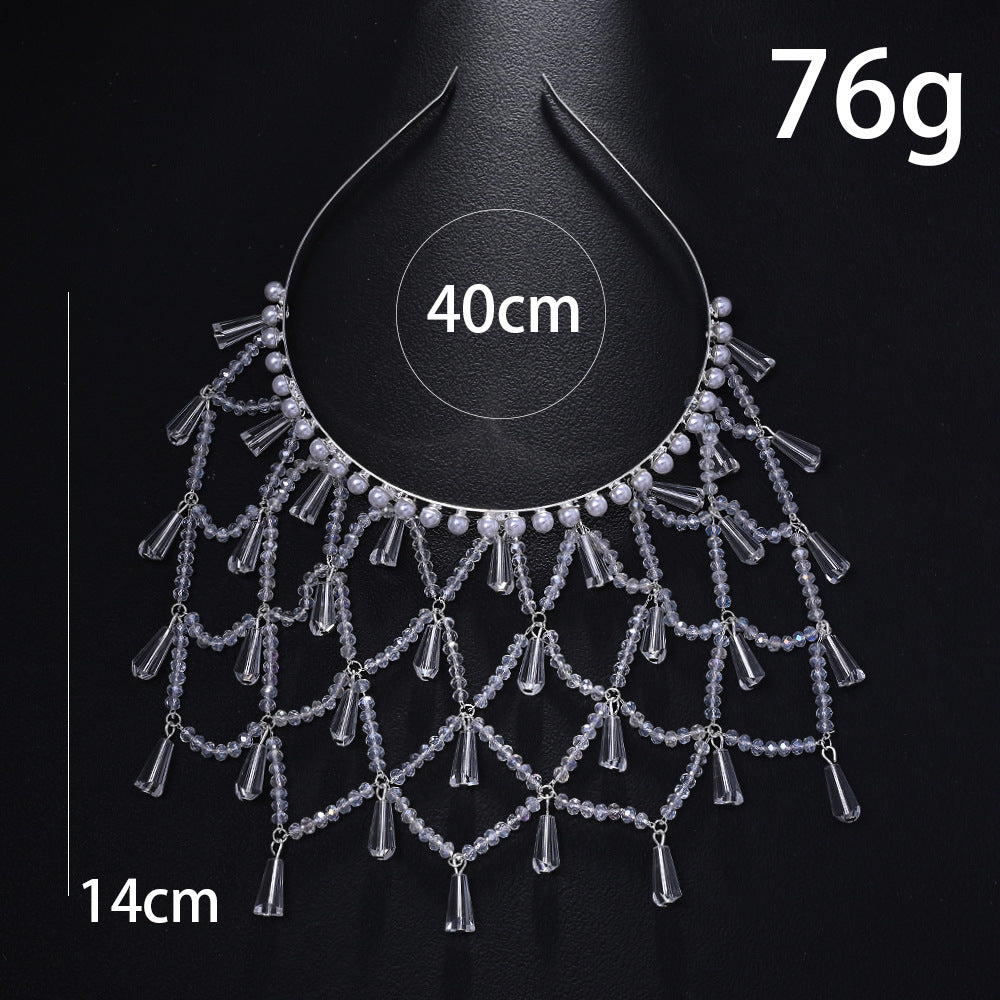 Bridal Pearl Jewelry Headband For Women With Rhinestones In Silver