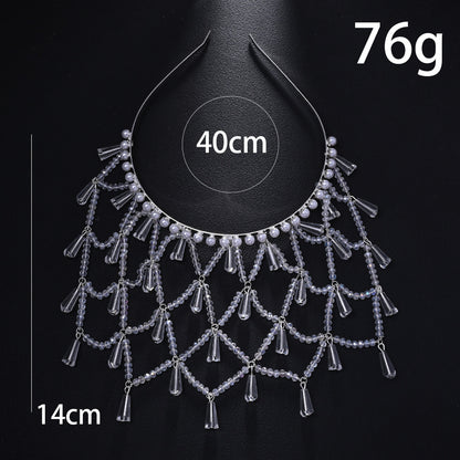 Bridal Pearl Jewelry Headband For Women With Rhinestones In Silver