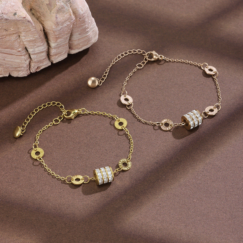 Titanium Steel Bracelet For Women With Rose Gold PVD Coating