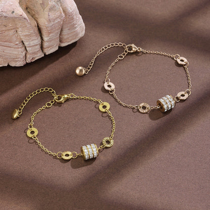 Titanium Steel Bracelet For Women With Rose Gold PVD Coating