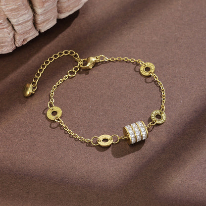 Titanium Steel Bracelet For Women With Rose Gold PVD Coating