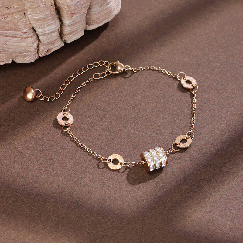 Titanium Steel Bracelet For Women With Rose Gold PVD Coating