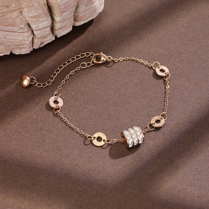 Titanium Steel Bracelet For Women With Rose Gold PVD Coating
