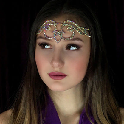 Heart Shape Hair Chain For Women In Alloy Material With Rhinestone Inlay, Silver Color, Commute Style Hair Accessory
