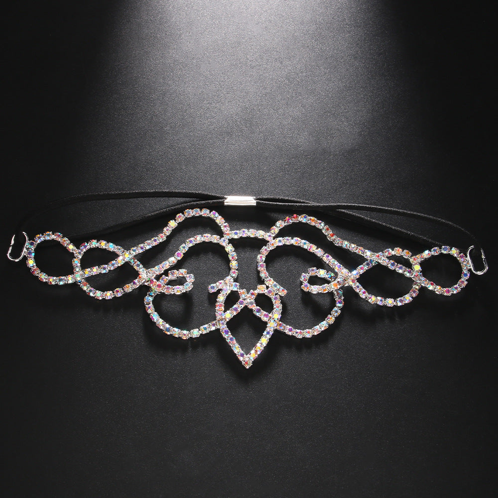 Heart Shape Hair Chain For Women In Alloy Material With Rhinestone Inlay, Silver Color, Commute Style Hair Accessory
