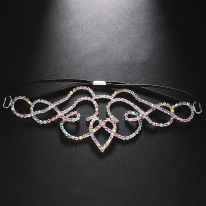 Heart Shape Hair Chain For Women In Alloy Material With Rhinestone Inlay, Silver Color, Commute Style Hair Accessory