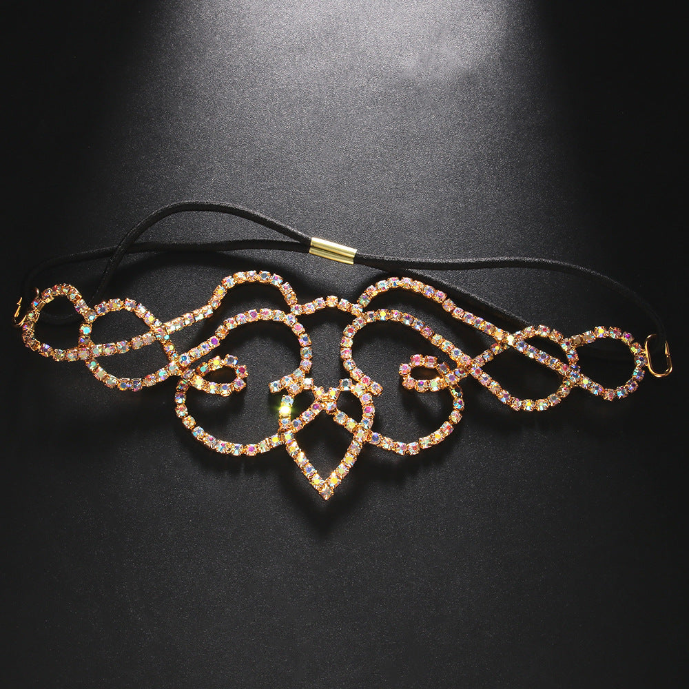 Heart Shape Hair Chain For Women In Alloy Material With Rhinestone Inlay, Silver Color, Commute Style Hair Accessory
