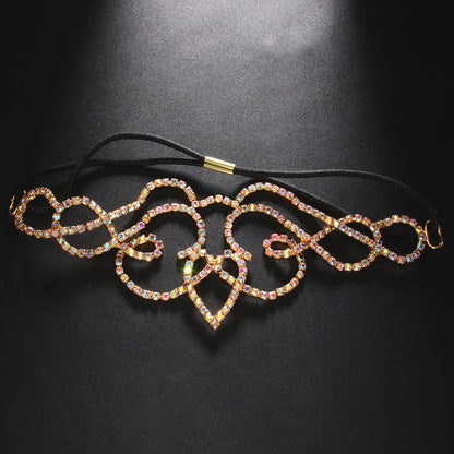 Heart Shape Hair Chain For Women In Alloy Material With Rhinestone Inlay, Silver Color, Commute Style Hair Accessory