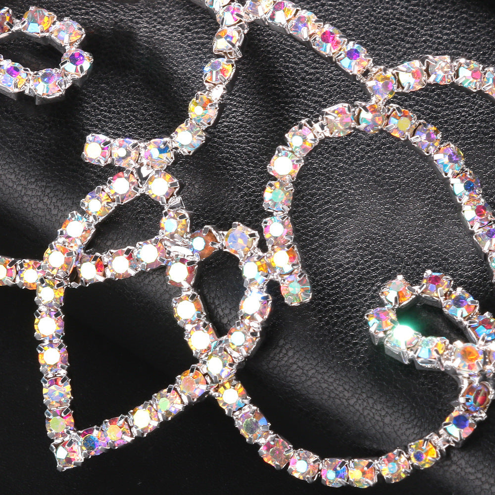 Heart Shape Hair Chain For Women In Alloy Material With Rhinestone Inlay, Silver Color, Commute Style Hair Accessory