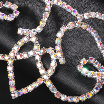 Heart Shape Hair Chain For Women In Alloy Material With Rhinestone Inlay, Silver Color, Commute Style Hair Accessory