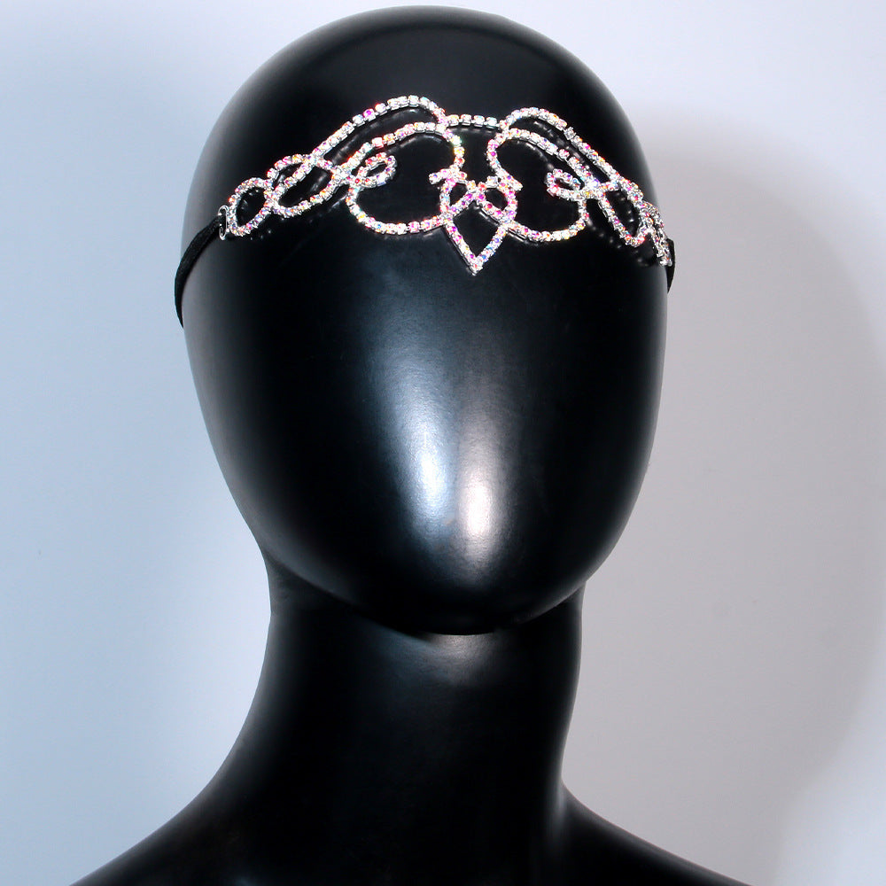 Heart Shape Hair Chain For Women In Alloy Material With Rhinestone Inlay, Silver Color, Commute Style Hair Accessory