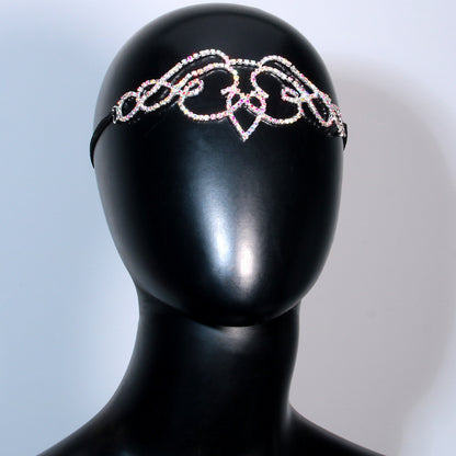 Heart Shape Hair Chain For Women In Alloy Material With Rhinestone Inlay, Silver Color, Commute Style Hair Accessory