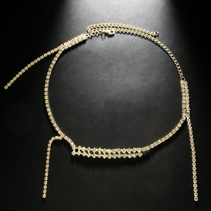 Silver Tassel Necklace For Women With Rhinestones In Alloy Featuring Twisted Rope Chain