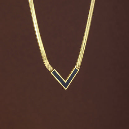 Geometric Multicolor Titanium Steel Necklace With Shell Inlay, Waterproof Non Tarnish, 18K Real Gold Plated For Women