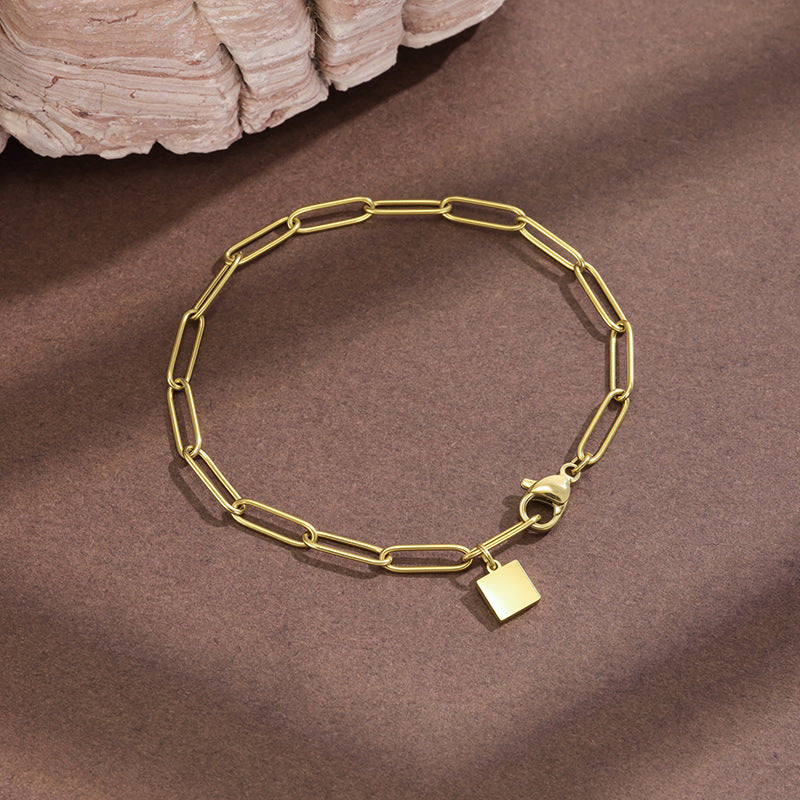 Paper Clip Bracelet For Women In Titanium Steel With Hip-Hop Style Featuring PVD Coated Stainless Steel Paperclip Chain