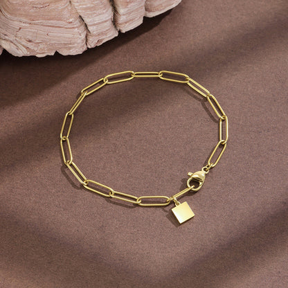 Paper Clip Bracelet For Women In Titanium Steel With Hip-Hop Style Featuring PVD Coated Stainless Steel Paperclip Chain