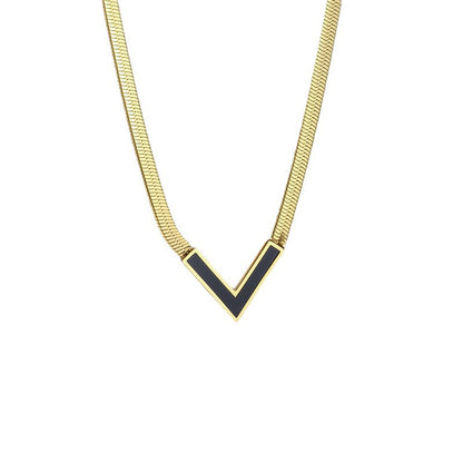 Geometric Multicolor Titanium Steel Necklace With Shell Inlay, Waterproof Non Tarnish, 18K Real Gold Plated For Women