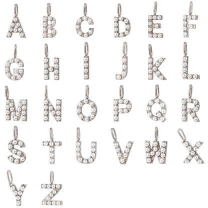 Letter Pendant In Titanium Steel With PVD Coated And Electroplated Finish, Steel Color, Commute Style Jewelry Accessories