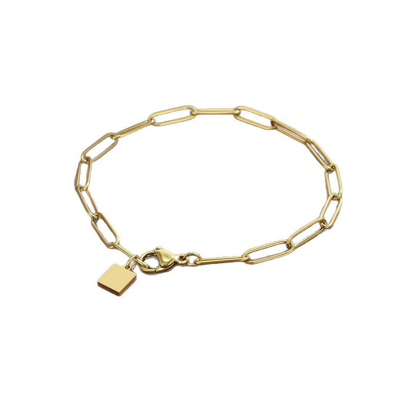 Paper Clip Bracelet For Women In Titanium Steel With Hip-Hop Style Featuring PVD Coated Stainless Steel Paperclip Chain