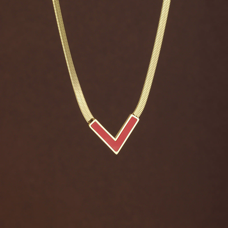 Geometric Multicolor Titanium Steel Necklace With Shell Inlay, Waterproof Non Tarnish, 18K Real Gold Plated For Women