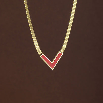 Geometric Multicolor Titanium Steel Necklace With Shell Inlay, Waterproof Non Tarnish, 18K Real Gold Plated For Women