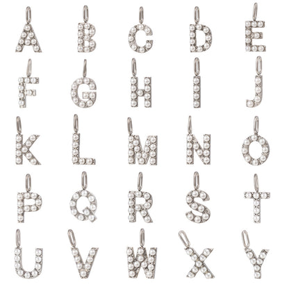 Letter Pendant In Titanium Steel With PVD Coated And Electroplated Finish, Steel Color, Commute Style Jewelry Accessories