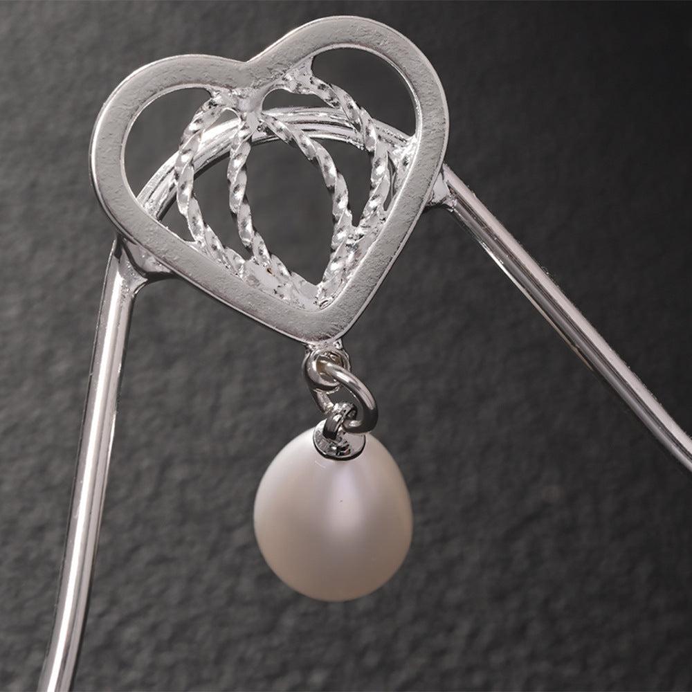 Silver Alloy Body Chain For Women Featuring Heart Shape Pattern With White Crystal Inlay And Electroplated Finish