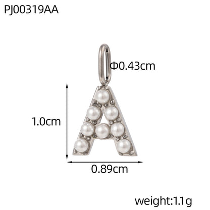 Letter Pendant In Titanium Steel With PVD Coated And Electroplated Finish, Steel Color, Commute Style Jewelry Accessories
