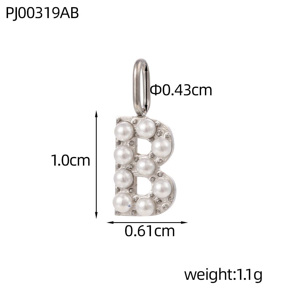Letter Pendant In Titanium Steel With PVD Coated And Electroplated Finish, Steel Color, Commute Style Jewelry Accessories