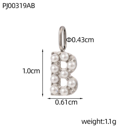 Letter Pendant In Titanium Steel With PVD Coated And Electroplated Finish, Steel Color, Commute Style Jewelry Accessories