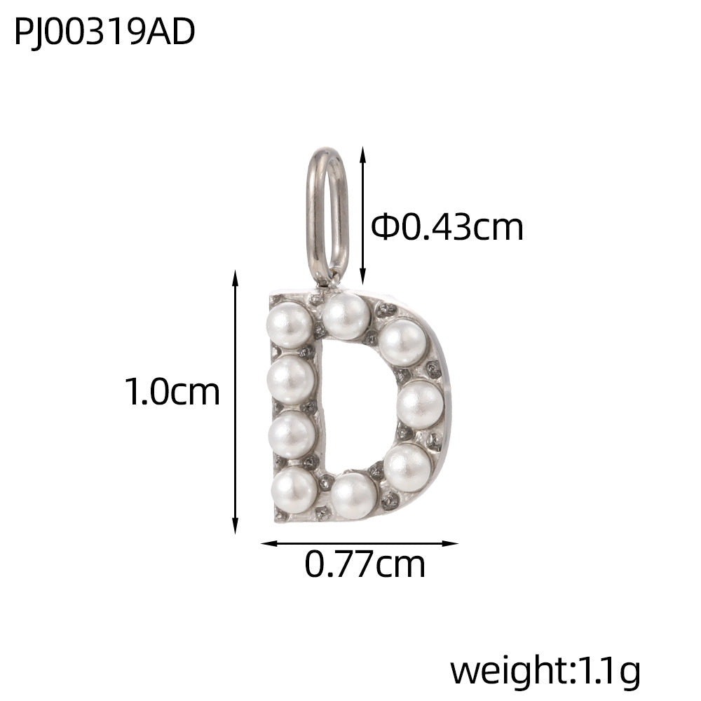 Letter Pendant In Titanium Steel With PVD Coated And Electroplated Finish, Steel Color, Commute Style Jewelry Accessories