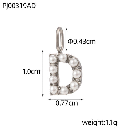 Letter Pendant In Titanium Steel With PVD Coated And Electroplated Finish, Steel Color, Commute Style Jewelry Accessories
