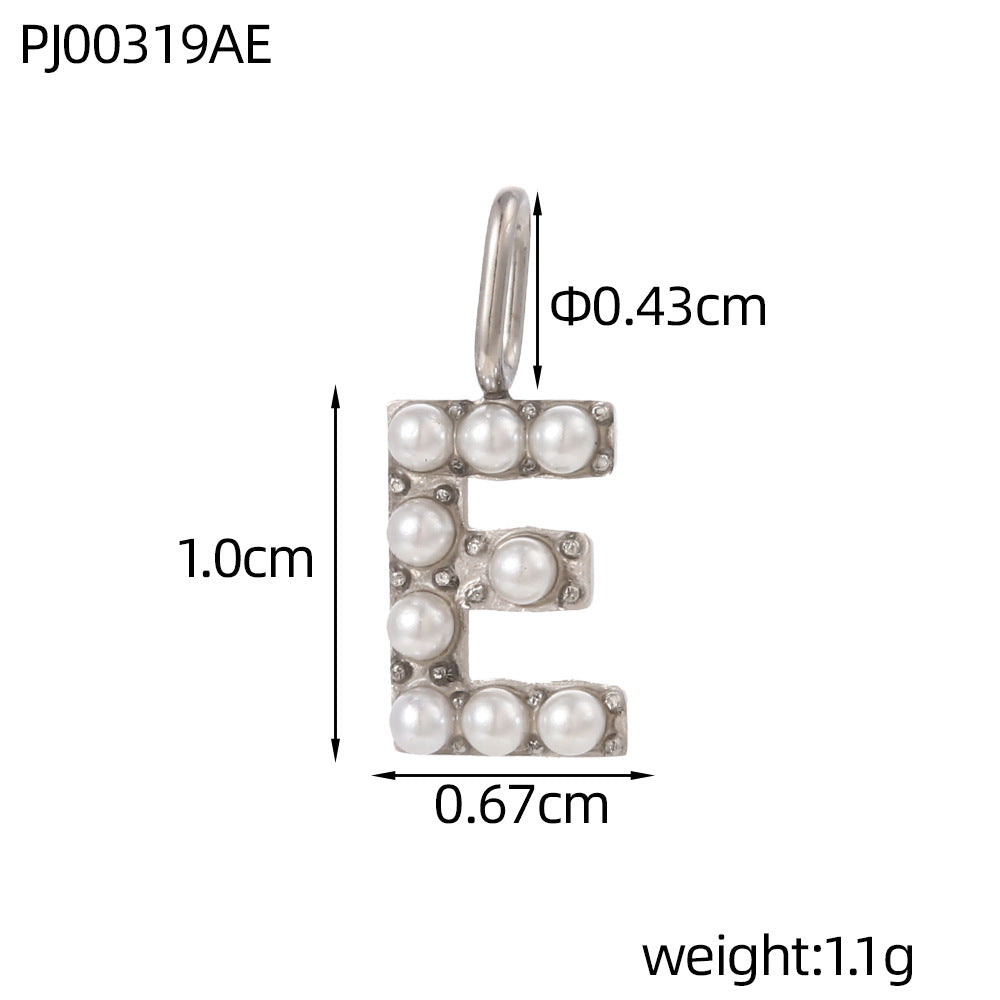 Letter Pendant In Titanium Steel With PVD Coated And Electroplated Finish, Steel Color, Commute Style Jewelry Accessories
