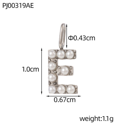 Letter Pendant In Titanium Steel With PVD Coated And Electroplated Finish, Steel Color, Commute Style Jewelry Accessories