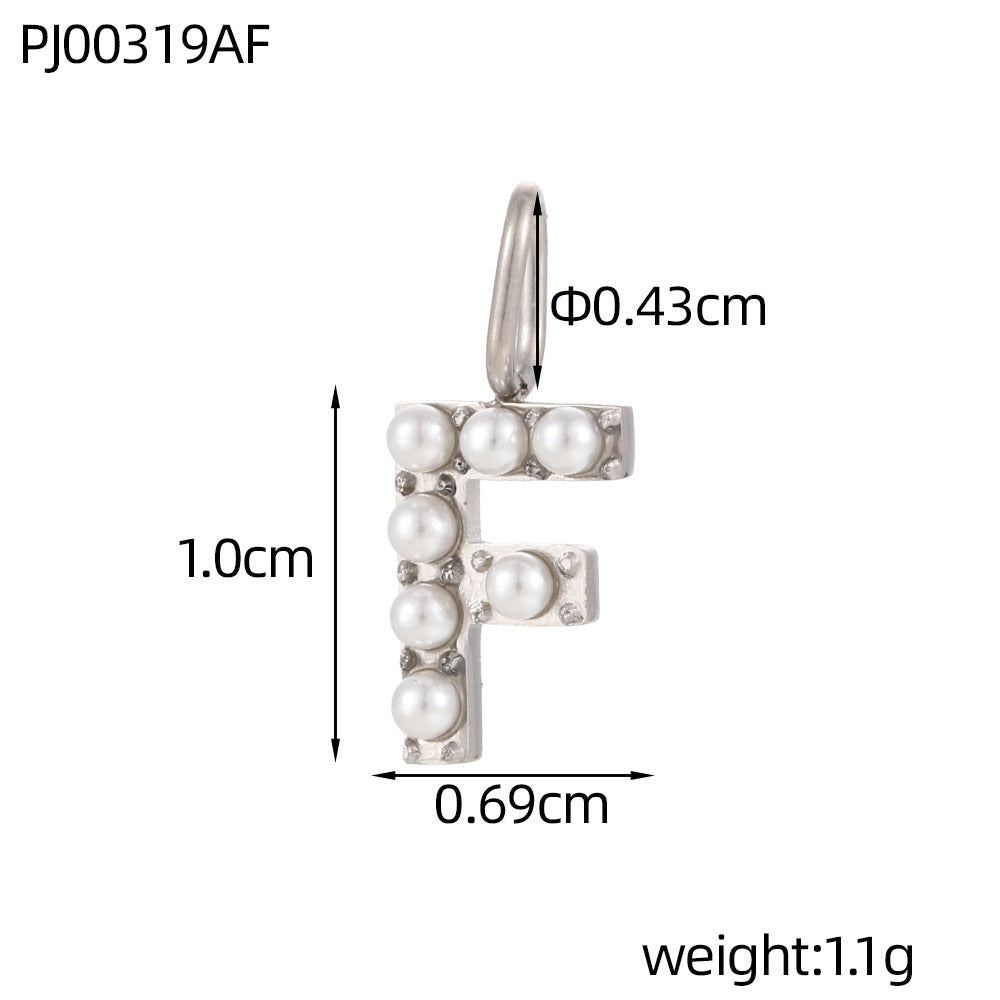 Letter Pendant In Titanium Steel With PVD Coated And Electroplated Finish, Steel Color, Commute Style Jewelry Accessories