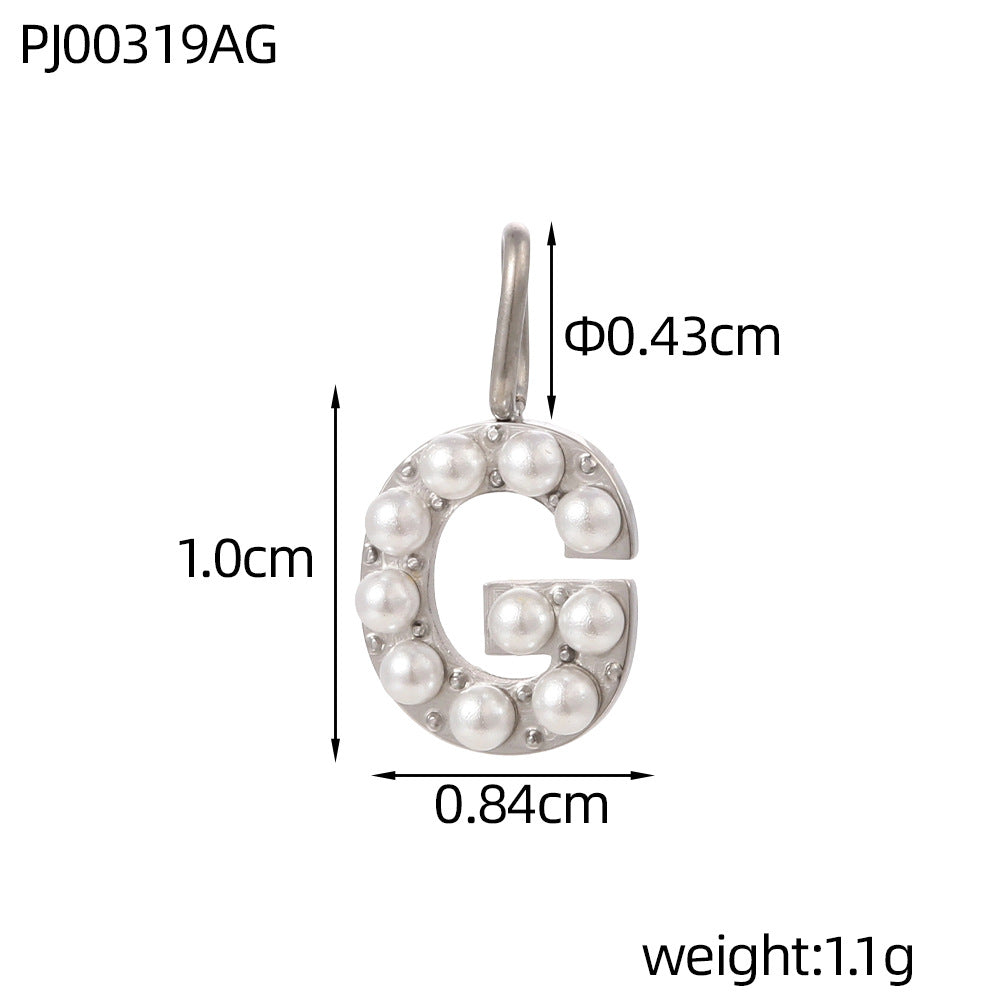 Letter Pendant In Titanium Steel With PVD Coated And Electroplated Finish, Steel Color, Commute Style Jewelry Accessories