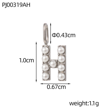 Letter Pendant In Titanium Steel With PVD Coated And Electroplated Finish, Steel Color, Commute Style Jewelry Accessories