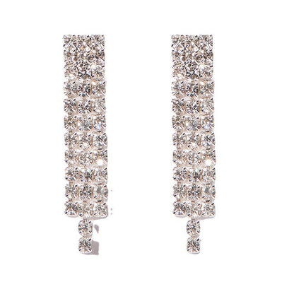 Silver Tassel Necklace For Women Featuring Alloy Craft And Rhinestone Pendant Material