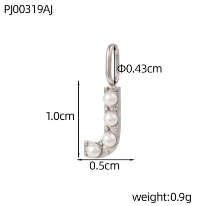 Letter Pendant In Titanium Steel With PVD Coated And Electroplated Finish, Steel Color, Commute Style Jewelry Accessories