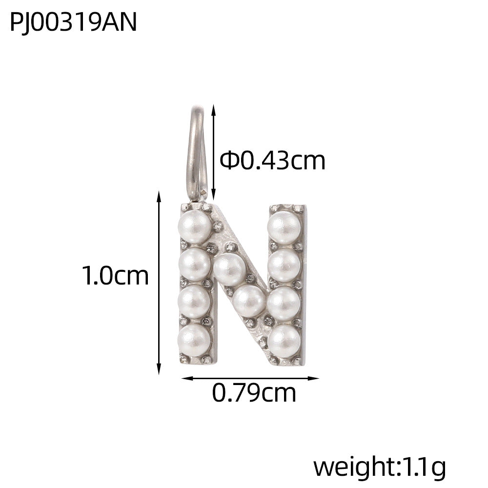 Letter Pendant In Titanium Steel With PVD Coated And Electroplated Finish, Steel Color, Commute Style Jewelry Accessories