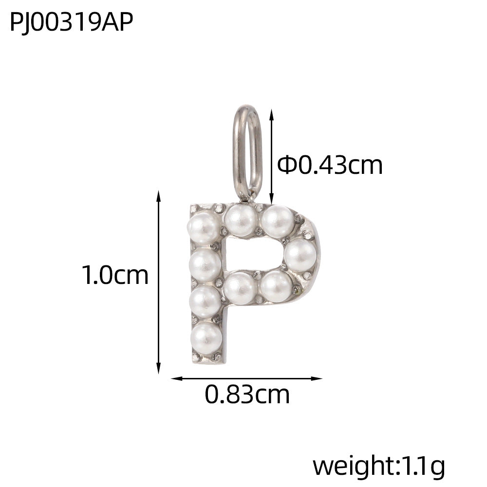 Letter Pendant In Titanium Steel With PVD Coated And Electroplated Finish, Steel Color, Commute Style Jewelry Accessories