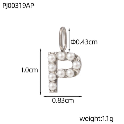 Letter Pendant In Titanium Steel With PVD Coated And Electroplated Finish, Steel Color, Commute Style Jewelry Accessories