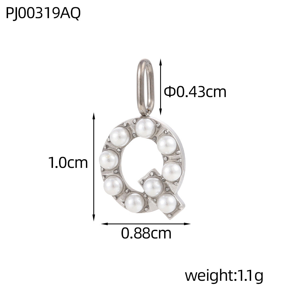 Letter Pendant In Titanium Steel With PVD Coated And Electroplated Finish, Steel Color, Commute Style Jewelry Accessories
