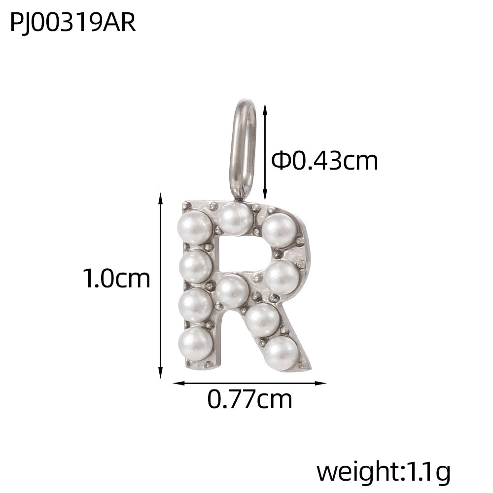 Letter Pendant In Titanium Steel With PVD Coated And Electroplated Finish, Steel Color, Commute Style Jewelry Accessories