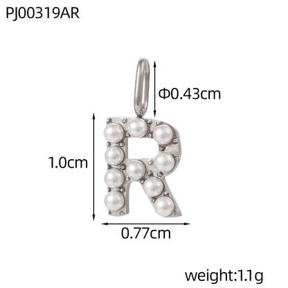 Letter Pendant In Titanium Steel With PVD Coated And Electroplated Finish, Steel Color, Commute Style Jewelry Accessories