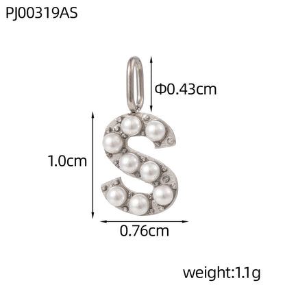 Letter Pendant In Titanium Steel With PVD Coated And Electroplated Finish, Steel Color, Commute Style Jewelry Accessories