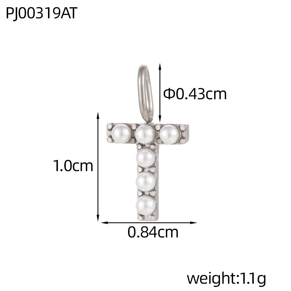 Letter Pendant In Titanium Steel With PVD Coated And Electroplated Finish, Steel Color, Commute Style Jewelry Accessories