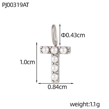 Letter Pendant In Titanium Steel With PVD Coated And Electroplated Finish, Steel Color, Commute Style Jewelry Accessories