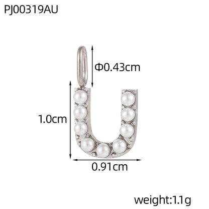 Letter Pendant In Titanium Steel With PVD Coated And Electroplated Finish, Steel Color, Commute Style Jewelry Accessories