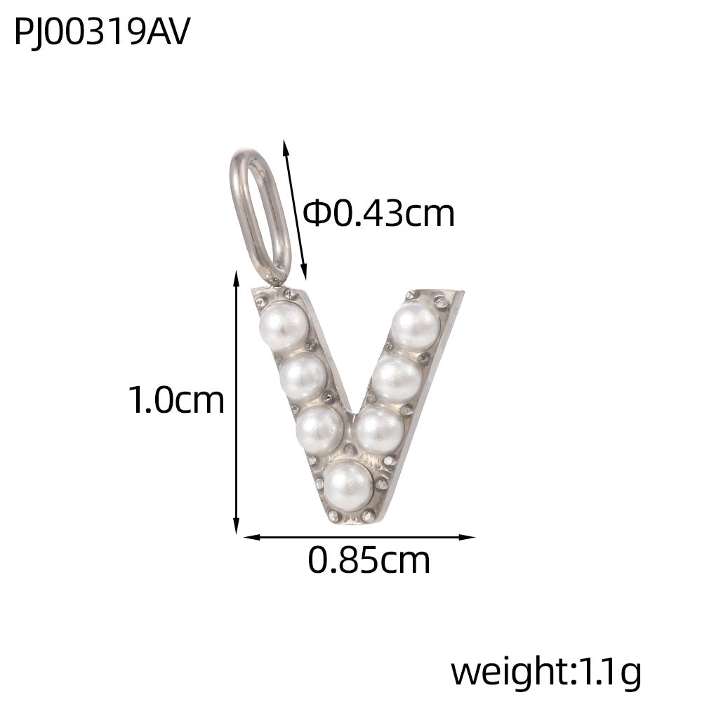 Letter Pendant In Titanium Steel With PVD Coated And Electroplated Finish, Steel Color, Commute Style Jewelry Accessories